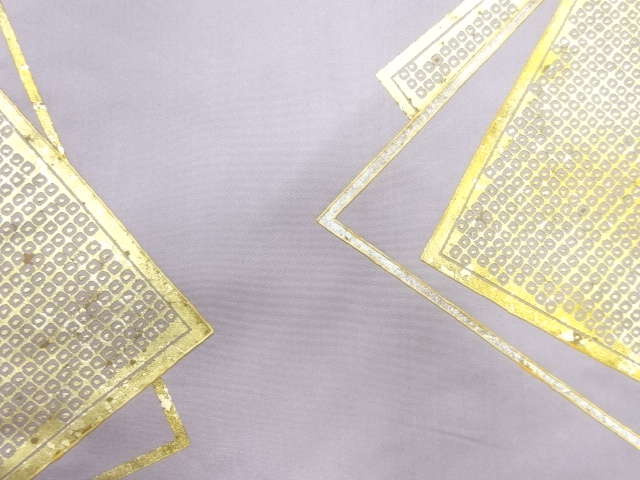 アンティーク　作家物　箔置き色紙に鹿の子模様名古屋帯